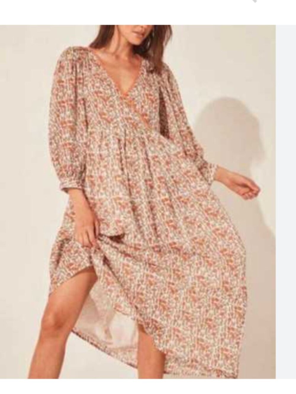 NWOT Daughters of india orange floral dress L